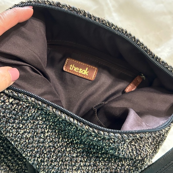 The Sak Black Knit Crochet Shoulder Bag With Charms Resort Purse - Picture 4 of 10